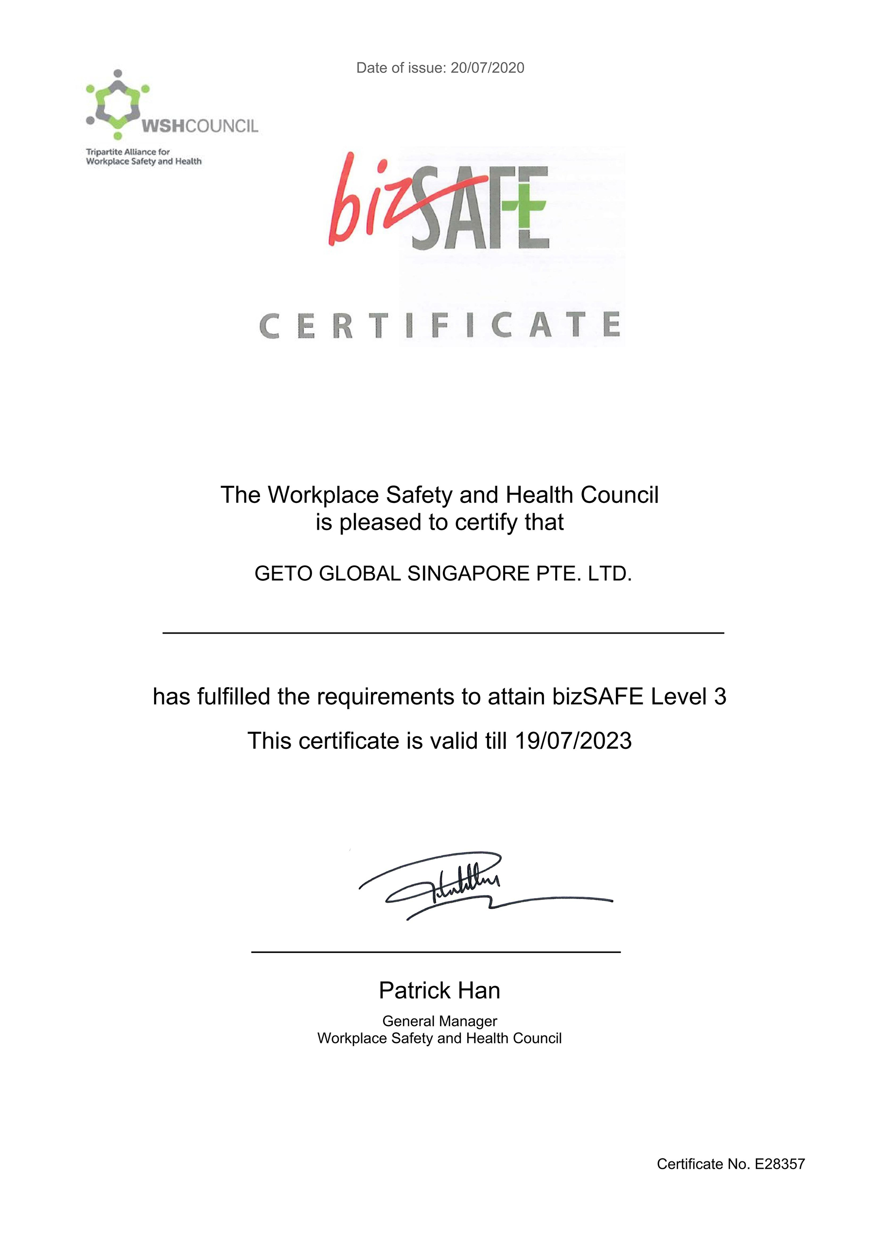 6. Bizsafe Level 3 Certificate
